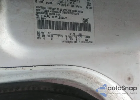 2001 Ford Expedition Xlt z USA, uszkodzony, nr VIN 1FMPU16L31LB58631